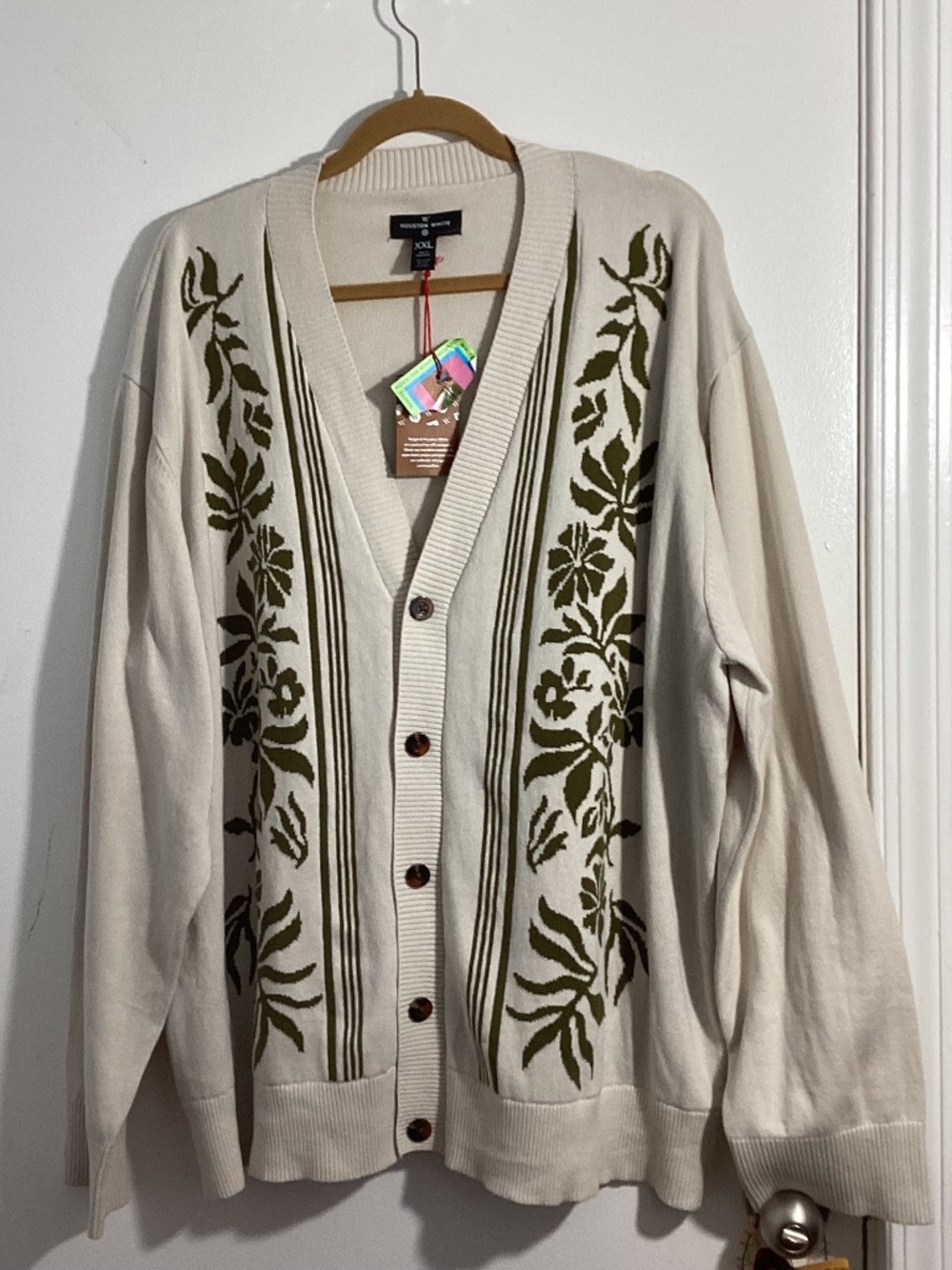 NWT HOUSTON WHITE collab with TARGET XXL MEN'S CARDIGAN BEIGE BUTTON FRONT